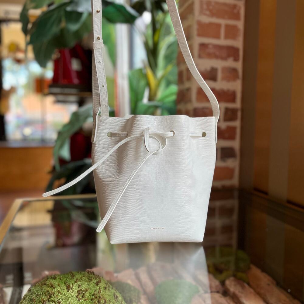 MANSUR GAVRIEL White Leather Mini Bucket Bag